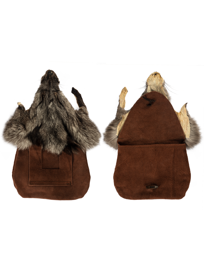 Felltasche Graufuchs braunes Leder offen
